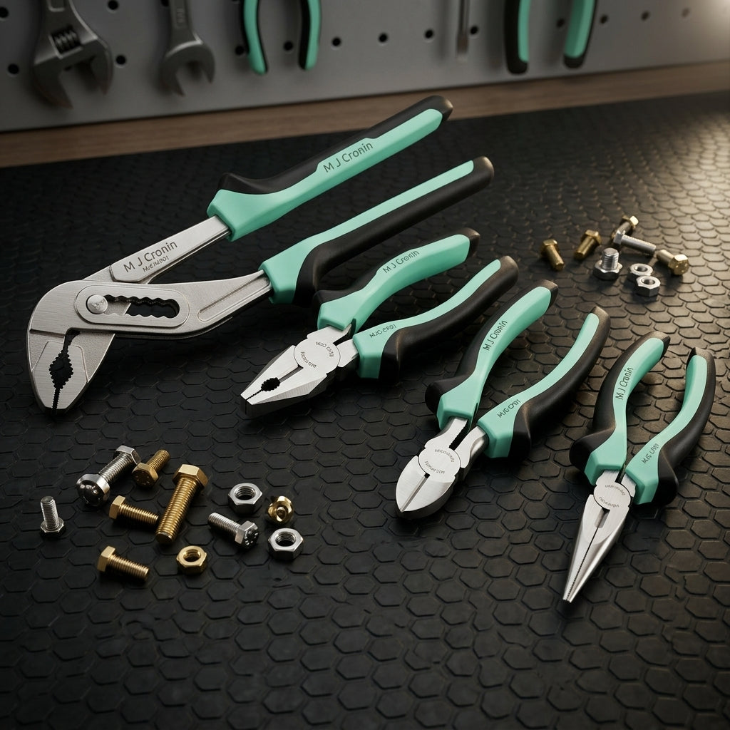 M J Cronin 4-Piece Soft Grip Pliers Set with Waterpump Pliers (MJC-PS4-1)