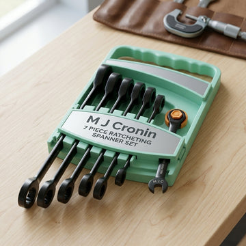 M J Cronin 7-Piece Reversible Ratcheting Spanner Set, Black Finish (MJC-RRS7-1)