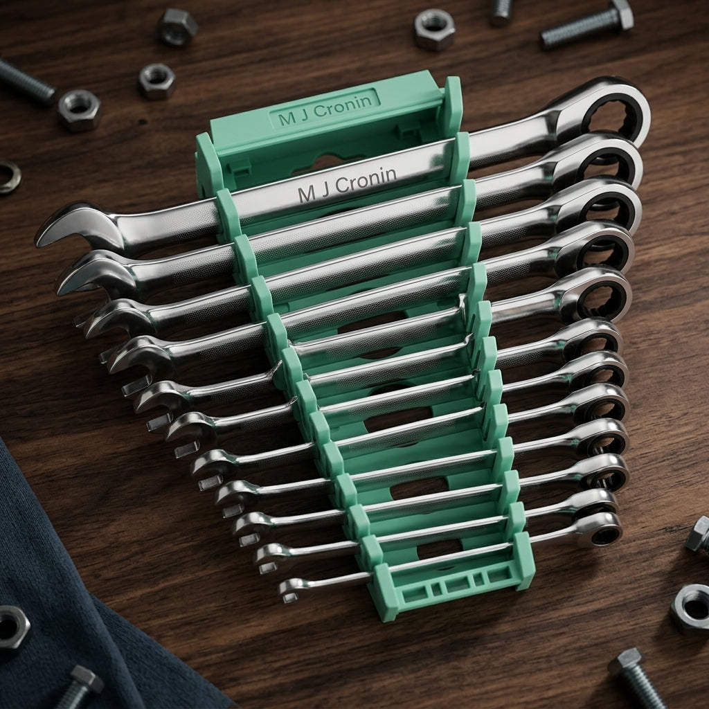 M J Cronin 12-Piece Metric Ratchet Combination Spanner Set 8-19mm (MJC-RS12-2)
